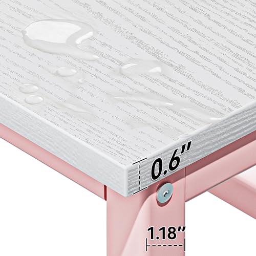Aquzee Pink Desk with Shelves, Computer Desk with Hutch, 47 Inch - color: Pink, size: 47inch