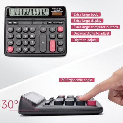 VEWINGL Office Desktop Calculator, 12-Digit Large HD LCD and Big Buttons