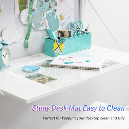 JanJunDec 1.5mm Thick 17×48 Inch Clear Table Cover Protector, PVC Desk Pad Protector, Anti-Slip Desk Mat, Plastic Table Cover, Rectangle Table Protector for Writing Desk Coffee Dresser Dining Table - size: 17x48 Inch