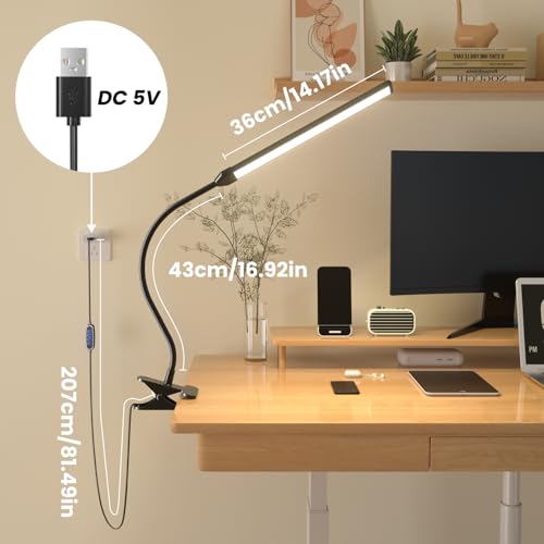 Clip-On LED Easel Lamp for Artists, 3 Color Modes, 10-Level Dimmable, 300lm Eye-Care Easel Lights for Painting, Drawing with Flexible Arm, USB-Powered(No Battery) - style: Clip-on Easel Light for Painting Black