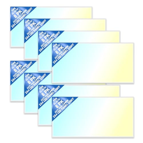 8Pack 2x4 LED Flat Panel Light LED Drop Ceiling Light Fixture, 5 CCT 3000K-6500K Adjustable & 5 Wattage Selectable Recessed Back-Lit Fixture for Office, ETL Listed - size: 2X4 8Pack