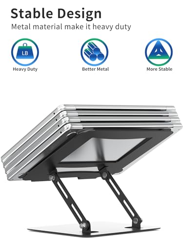 SOUNDANCE Laptop Stand for Desk with Stable Heavy Base, Adjustable Height Multi-Angle, Ergonomic Metal Riser Holder, Foldable Mount Elevator, Compatible with 10 to 15.6 Inches PC Computer, Black - color: A-Black
