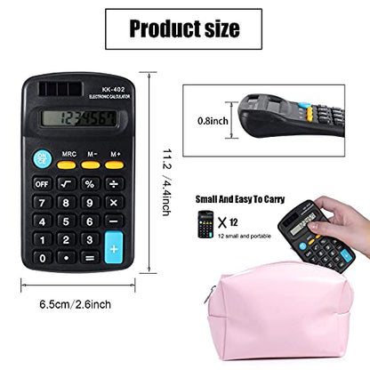 24 Pieces Pocket Size Mini Calculators Handheld Angled 8-Digit Display Calculators Basic Standard Small Accounting Desktop Supplies for Office School and Home