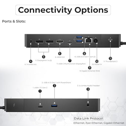 Dell WD19TB 180W Dock Bundle, 130W PD, Dual 4K + HDMI + DP + TB Cables + Cloth, Black - style: WD19TB New