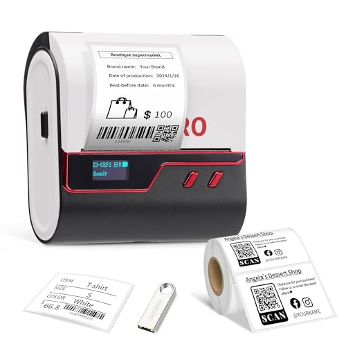 ORGBRO Label Maker Machine, Z3 Barcode Label Printer, 3 Inch Bluetooth Thermal Label Maker for Address, Small Business, Kids School Items, Large Sticker - color: Red