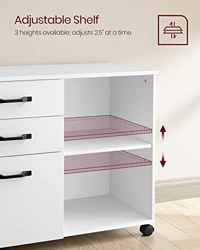 VASAGLE 3-Drawer Lateral File Cabinet, Home Office Printer Stand - color: Cloud White, size: 3 Drawers