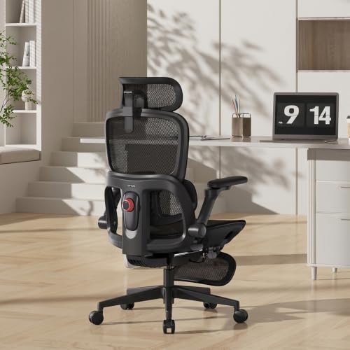 SIHOO B300 PRO Ergonomic Office Chair with Footrest, Mesh Desk Chair, Black - color: True Balck, size: Pack of 1