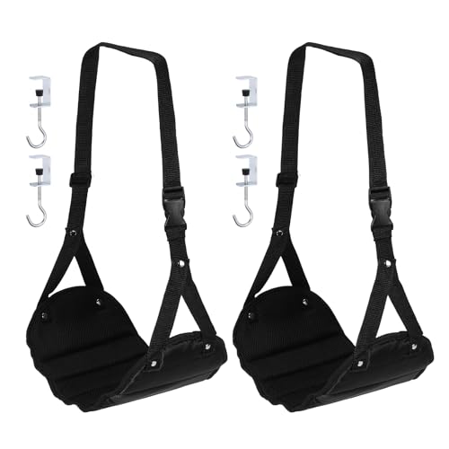 PATIKIL Airplane Footrest,2 Pack Adjustable Foot Hammock with Hooks,Black - color: Black