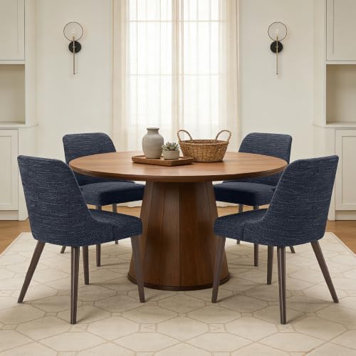 CHITA Mid-Century Modern Dining Chair, Set of 2, Dark Blue in Fabric | Upholstered Dining Chairs for Dining Room Living Room, Dining Room Chairs with Sturdy Wood Frame, Fabric Accent Chair - color: Dark Blue in Fabric, 2pcs
