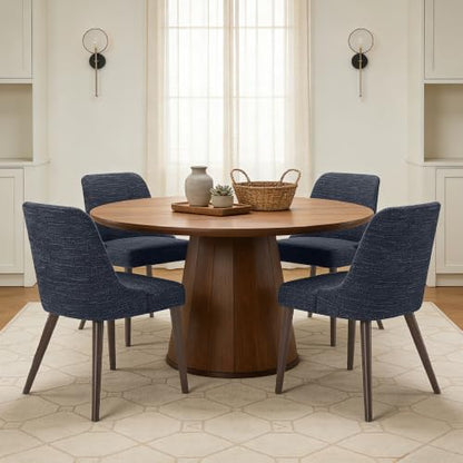CHITA Mid-Century Modern Dining Chair, Set of 2, Dark Blue in Fabric | Upholstered Dining Chairs for Dining Room Living Room, Dining Room Chairs with Sturdy Wood Frame, Fabric Accent Chair - color: Dark Blue in Fabric, 2pcs
