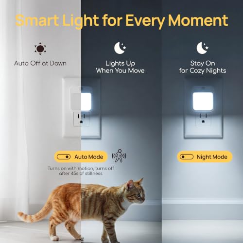 Plug-in Night Light with Motion Sensor, Dusk-to-Dawn Light Sensor - color: Cold White