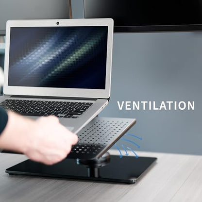 VIVO Freestanding Dual Computer Monitor and Laptop Combo Desk Stand with Glass Base, Fits up to 32 inch Monitors and 17 inch Laptops, Black, STAND-V003FGL - style: Laptop + 2 Monitors