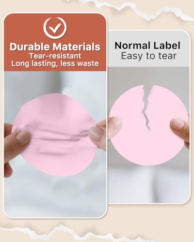 iEager 3 Inch Pink Circle Thermal Labels, Durable Round Thermal Label - color: Pink, size: 3 INCH
