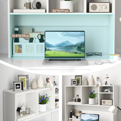 Tangkula White Desktop Bookshelf with 4 Storage Compartments - color: Off White, size: 4 Shelves