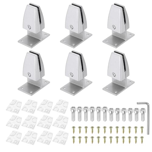 PATIKIL 6 Pcs Adjustable Desk Divider Partition Clips, T-Shape Aluminum Sneeze Guard Support Clamps Desktop Divider Clips for Offices Stores Counter Privacy Panel, Silver - color: Silver