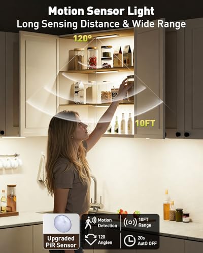 Under Cabinet Lighting, Motion Sensor, Rechargeable, 5 Pack | Wireless with Adhesive, Dimmable, 3 Color Temperature Adjustable, Auto On/Off, Portable, For Stairs, Counter, Kitchen, Closet - style: 5 Pack