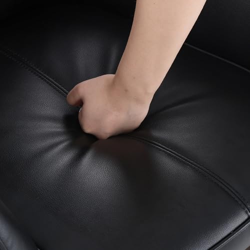 COLAMY Ellis High-Back Home Office Desk Chair, Leather Executive Chair with Integrated Armrests, Black - color: Black
