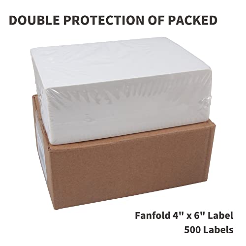 L LIKED 4x6 Direct Thermal Labels, 500pcs Perforated Fanfold, Compatible Zebra & Rollo Printers | BPA Free, Clear Printing, Perforated, Strong Adhesive, Compatible with Zebra & Rollo Printers - size: 500 Labels