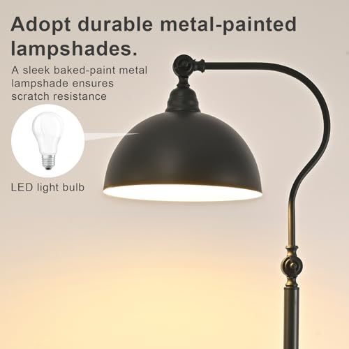 Bright Reading Floor Lamp with Remote and Bluetooth Dimming - color: Black Remote Dimming