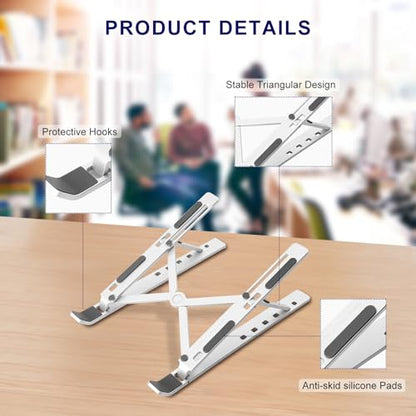 Ergonomic and Foldable Laptop Stand for Desk, Adjustable Riser, Fits All Laptops and Notebooks up to 17,Ultra-Thin,Ventilated Cooling,ABS+Silicone,Silver. - color: Silver