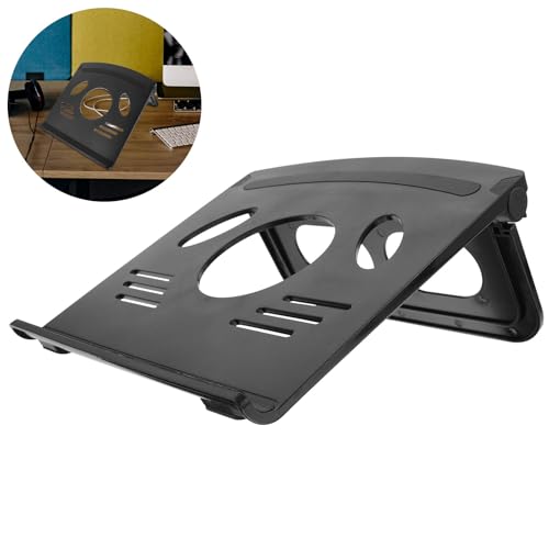 BESPORTBLE Universal Laptop Cooling Stand and Adjustable Computer Riser for Desk Use, Anti-Slip Black Laptop Holder with Ventilated Bottom for Efficient Heat Dissipation