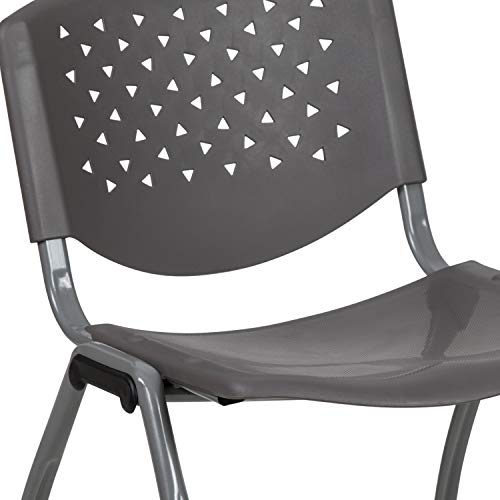 5 Pack Home and Office Gray Plastic Guest Stack Chair with Perforated Back - color: Grey