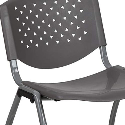 5 Pack Home and Office Gray Plastic Guest Stack Chair with Perforated Back - color: Grey