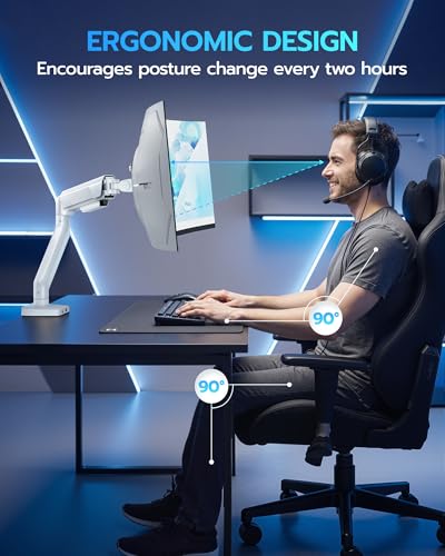 ARES WING 17-40 Inch Heavy Duty Monitor Arm with USB, White - color: White, style: With USB
