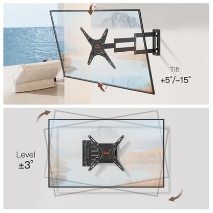 ELIVED Outdoor Long Arm TV Mount for 26-65" TVs, Max VESA 400x400, 77 lbs. | 37.4in long extension, weatherproof full motion bracket, swivel & tilt for patio outdoor televisions - size: Outdoor Arm: 37.4"