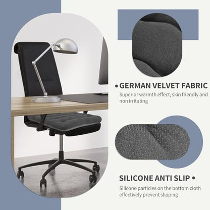 BUYUE Good Support Office Chair Cushion Padded, Soft Velvet Comfortable Non-Slip Seat Cushion for Computer Desk Kitchen Chair (1 Count, Gray) - color: Dark Gray
