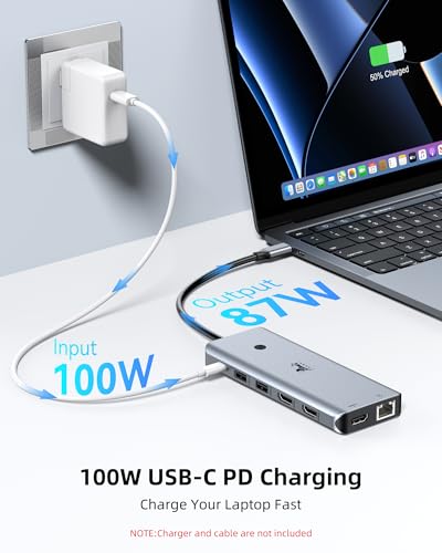 LIONWEI USB C Docking Station Multiport Adapter with Triple Monitor 3 HDMI