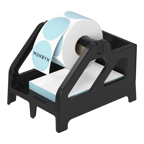 MUNBYN Label Holder for Rolls and Fan-Fold Labels, Black - color: Black