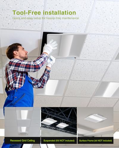 YXL 2x4 LED Troffer Light, 5CCT Switch LED Drop in Ceiling Light for Dropped Ceiling, 9720/8100/6750/5400/4050 Adjustable Lumens, 6500/5000/4000/3500/3000K Color Temperature, Dimmable 0-10V,ETL - size: 2x4 FT-2Pack