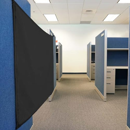 Pinkunn 40 x 48 Inch Office Cubicle Curtain with Stainless Steel Self Adhesive Hook Portable Privacy Door Partition Room Office Divider(Black) - color: Black