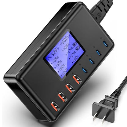 152W Charging Station, 8-Port Desktop USB-C & USB-A Charger Hub, 20W 4xUSB-C & 18W 4xUSB-A, Compatible With iPhone 15/14/13 Pro/Max, iPad, Samsung Galaxy Note S23 - color: 152W-Black
