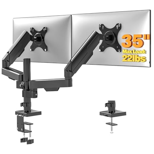Dual Monitor Stand & Monitor Arm Desk Mount up to 35 Inches | Fully Adjustable Heavy Duty Monitor Mount for 2 Screens , Ergonomic VESA Mount with C-Clamp/Grommet Base, Cable Management - size: Dual Monitor Stand