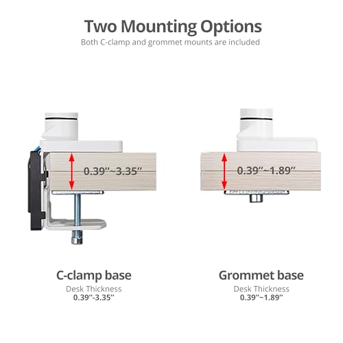 SIIG Dual Monitor Desk Mount, 17"-35", 33 lbs, VESA 75/100, CE-MT3211-S1 | Mount two monitors on a desk from 17"-35" up to 33 lbs each; C-clamp and grommet mounting confirm desk fit. - style: 35" Max