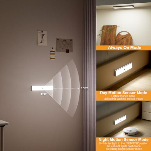Under Cabinet Lighting Wireless,58 LED Motion Sensor Light Indoor Night Lights with Remote,Rechargeable RGB Under Cabinet Lights Bar,Dimmable Under Counter Lighting for Kitchen,Shelf(3Pack) - size: 3 Pack