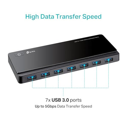 TP-Link Powered USB Hub 3.0 with 7 USB 3.0 Data Ports and 2 Smart Charging USB Ports. Compatible with Windows, Mac, Chrome & Linux OS, with Power On/Off Button, 12V/4A Power Adapter(UH720)