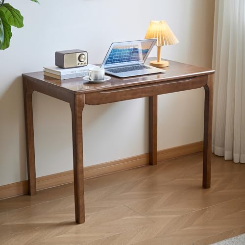 40"x24" Solid Wood Desk with Drawers,Wood Writing Desk for Small Spaces, Home Office Desks for Work, Gaming Study PC Desk for Bedroom, Student Computer Desks(Walnut, 40 inch) - color: Walnut, size: 40 inch