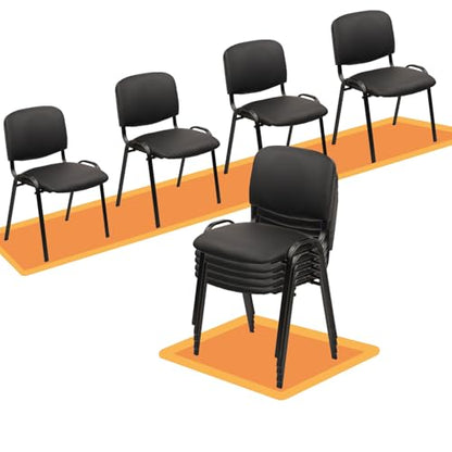 CLATINA Stacking Conference Room Chairs No Wheels, PU Leather Waiting Room Chair Armless Stackable Office Guest Chair with Metal Frames for Reception Lobby Side Training School, Black Set of 10 - color: Black-leather, size: 10 Pack
