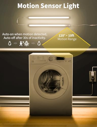 Under Cabinet Motion Sensor Lighting Indoor Plug in, 16" 12V LED Under Counter Lights Super Bright Ultra Thin Magnetic for Kitchen/Hallway/Toilet/Garage/Closet(Warm White/3000K, 2 Pack) - color: Warm White/3000K, size: 2 Pcs