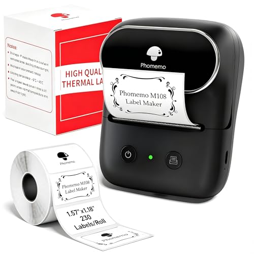 Phomemo M108 Label Maker with 2 Rolls Label Tape