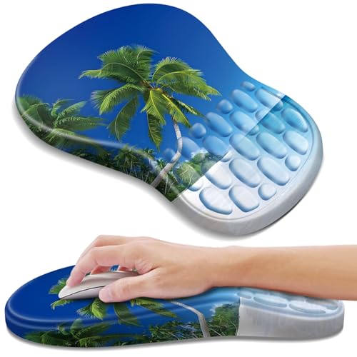YIWEI Ergonomic Mouse Pad with Wrist Rest for Carpal Tunnel Pain Relief - color: Beach-3