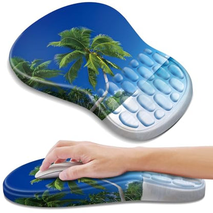 YIWEI Ergonomic Mouse Pad with Wrist Rest for Carpal Tunnel Pain Relief - color: Beach-3