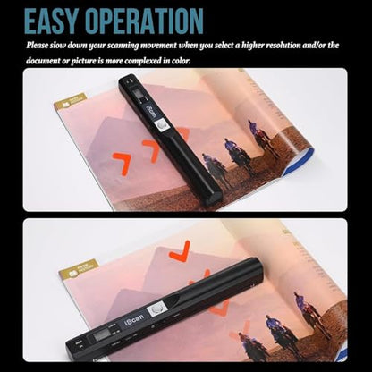 A4 Document Scanner, Portable Card Photo Scanner with 16GB Memory Card, Mini Handheld Receipt Scanners, USB Connection for Computer, Black, LNKH09