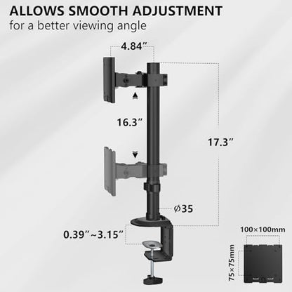 WALI Heavy Duty Single Monitor Arm Desk Mount for 13-49 Inch Screens, Ultrawide Monitor Stand with Full Motion Tilt, Swivel, Rotation, Holds up to 44 lbs, C-Clamp Mount for VESA 75/100mm,(M001S) - size: 13"-49", style: Single