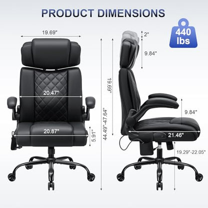 HOFFREE Comfy Computer Chair with Adjustable Lumbar Support (Black) - color: Dark