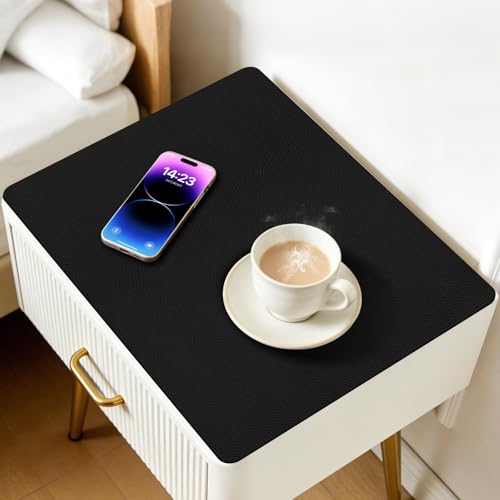 PU Leather Desk Protector/Nightstand Mat, 15.7X11.8 in Black - color: Black, size: 15.7" x 11.8"
