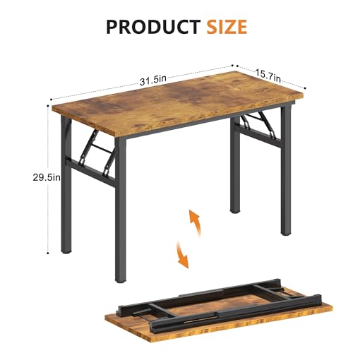DlandHome 31.5 Inch Small Folding Computer Desk for Home Office, Retro - color: Retro, size: 31.5 Inches